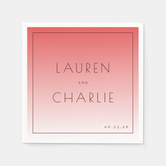 Servilleta De Papel Elegant Pink Typographic Gradient (Anverso)