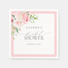 Servilleta De Papel Elegant Pink Watercolor Flowers Bridal Shower