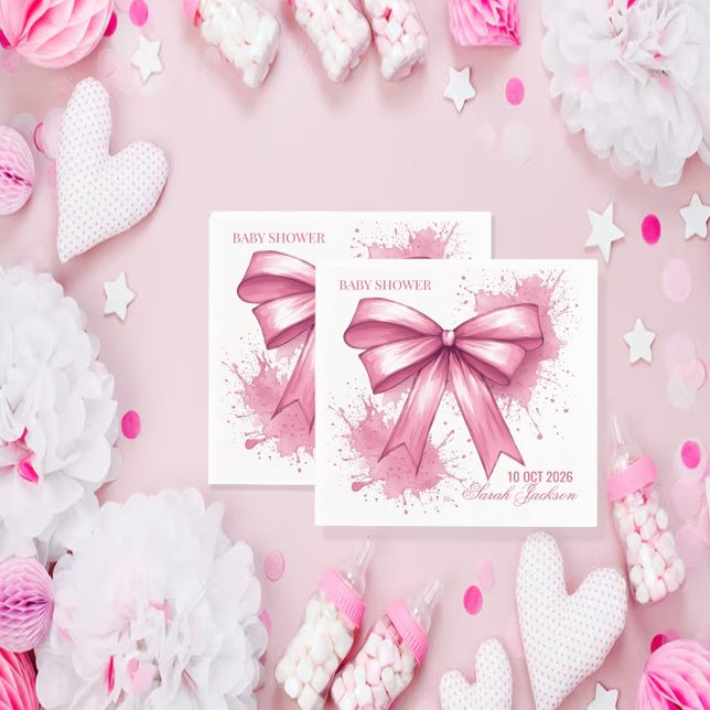 Servilleta De Papel Elegant  Pink Watercolor Ribbon (Subido por el creador)
