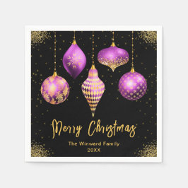 Servilleta De Papel Elegant Purple and Gold Ornament Christmas