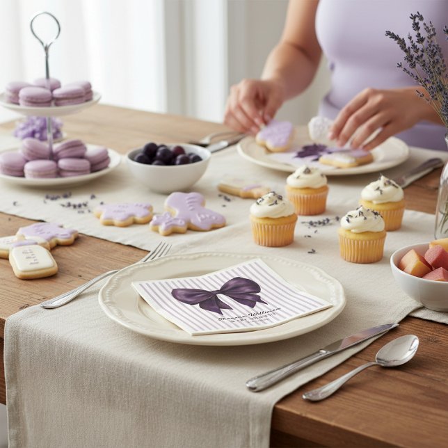 Servilleta De Papel Elegant Purple Bow Baby Shower Paper Napkin (Subido por el creador)