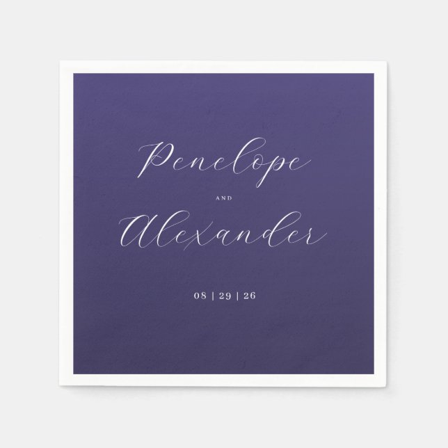 Servilleta De Papel Elegant Purple Calligraphy (Anverso)