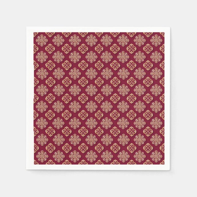 Servilleta De Papel Elegant Red and Gold Pattern Design (Anverso)