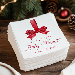 Servilleta De Papel Elegant Red Bow Christmas Baby Shower
