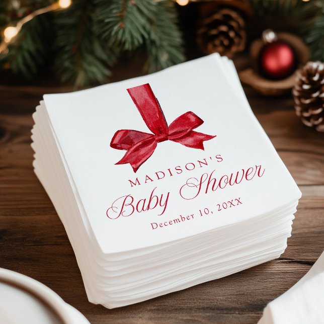 Servilleta De Papel Elegant Red Bow Christmas Baby Shower (Subido por el creador)
