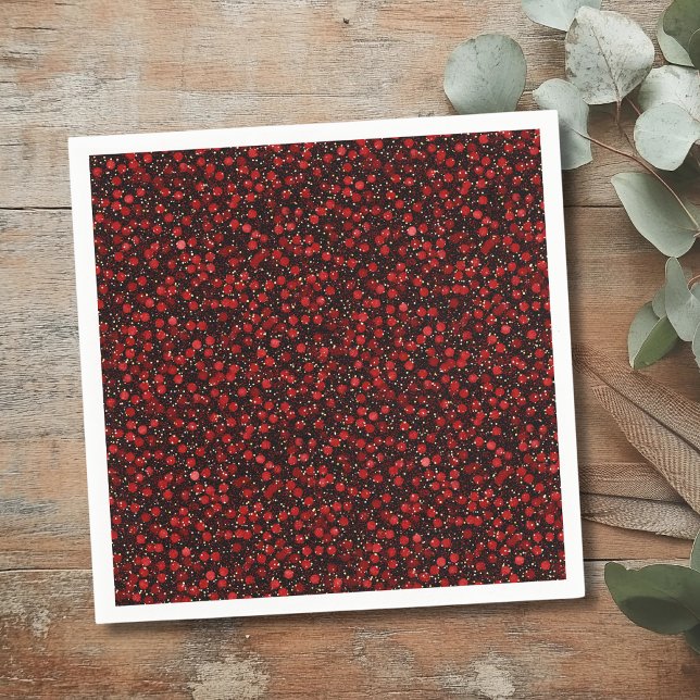 Servilleta De Papel Elegant Red Confetti on Black Glitter Style (Subido por el creador)