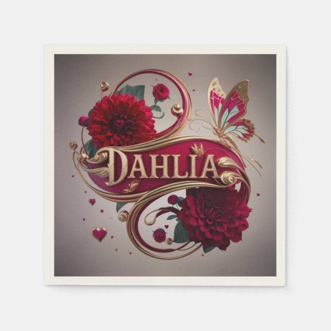 Servilleta De Papel Elegant Red Dahlia Flower Art (Anverso)