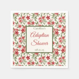 Servilleta De Papel Elegant Red Floral Botanical Adoption Shower