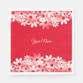 Servilleta De Papel Elegant Red White Floral Name Party