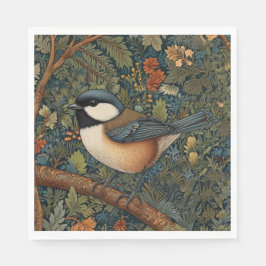 Servilleta De Papel Elegant Retro Art Nouveau woodland bird