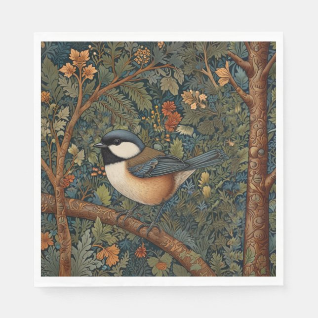 Servilleta De Papel Elegant Retro Art Nouveau woodland bird (Anverso)