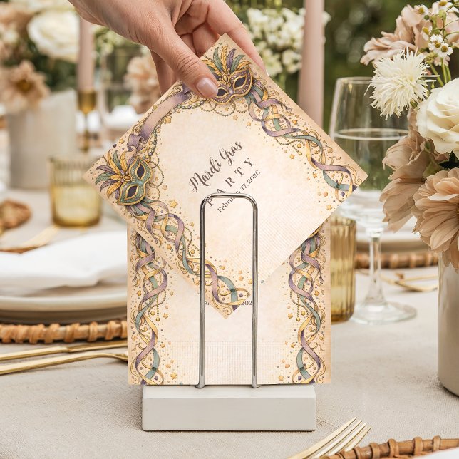 Servilleta De Papel Elegant Ribbon Mask Mardi Gras Masquerade (Subido por el creador)