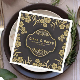 Servilleta De Papel Elegant romantic champagne gold floral wedding
