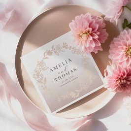 Servilleta De Papel Elegant Rose Gold Botancial Wreath Wedding