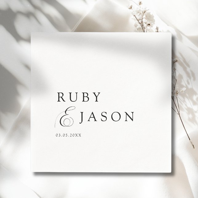 Servilleta De Papel Elegant Royal Black & White Script Wedding (Elegant Royal Black & White Script Wedding Ampersand Napkins)