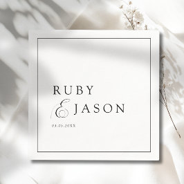 Servilleta De Papel Elegant Royal Black & White Script Wedding