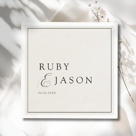 Servilleta De Papel Elegant Royal Ivory Black  Script Wedding