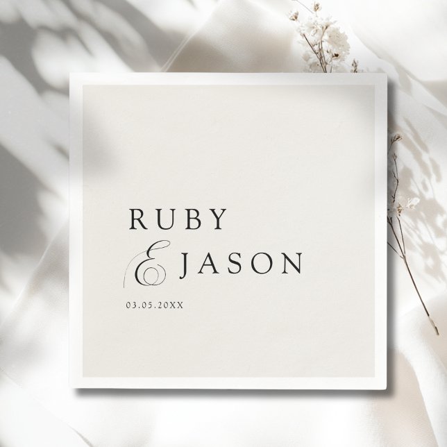 Servilleta De Papel Elegant Royal Ivory Black  Script Wedding (Elegant Royal Ivory Black Script Wedding Ampersand Napkins)
