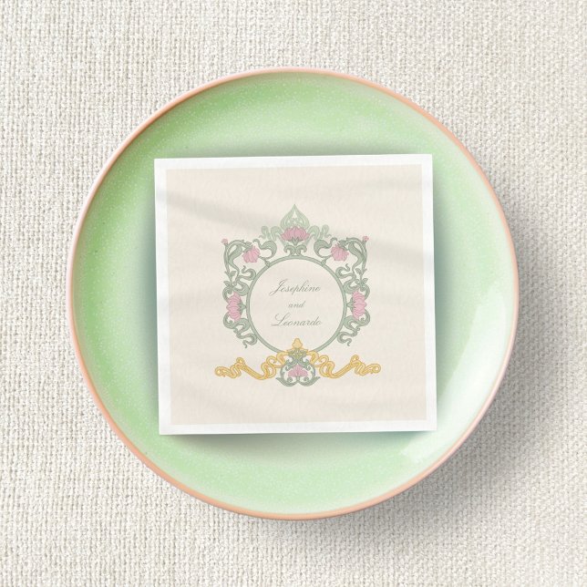 Servilleta De Papel Elegant Sage Green and Gold Art Nouveau Napkin (Subido por el creador)