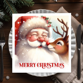 Servilleta De Papel Elegant Santa Rudolph Holiday Table Napkins