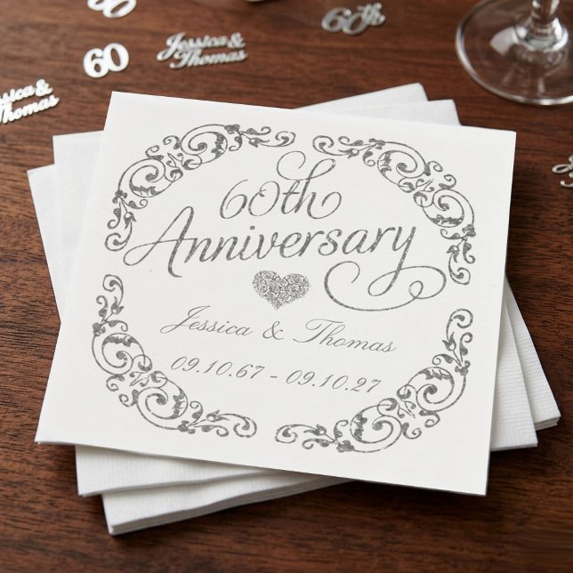 Servilleta De Papel Elegant Script 60th Diamond Wedding Anniversary (Subido por el creador)