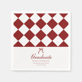 Servilleta De Papel Elegant Script Checkered Coquette Graduation Party