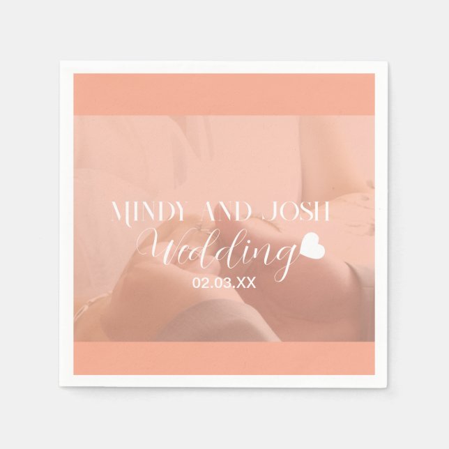 Servilleta De Papel Elegant Script floating heart Photo (Anverso)