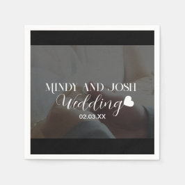 Servilleta De Papel Elegant Script floating heart Photo Black