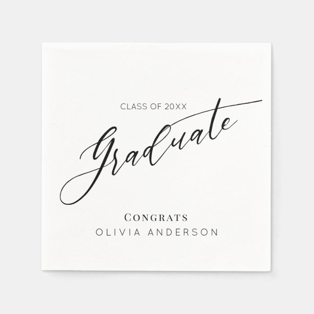Servilleta De Papel Elegant Script Graduation Party (Anverso)