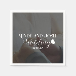 Servilleta De Papel Elegant Script Heart Photo 