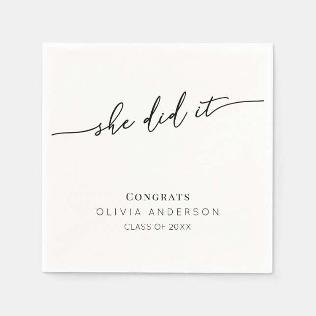 Servilleta De Papel Elegant Script Minimalist Graduation Party (Anverso)