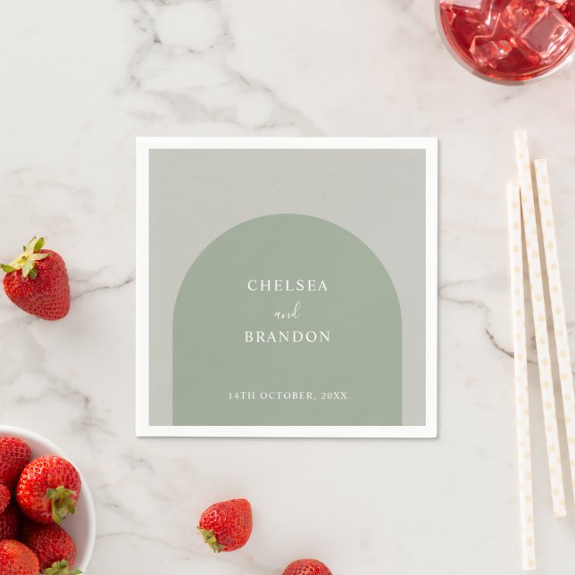 Servilleta De Papel Elegant Script Sage Green Boho Arch Rustic Wedding (In situ)