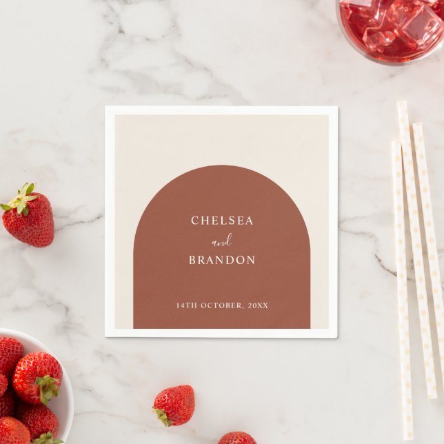 Servilleta De Papel Elegant Script Terracotta Boho Arch Rustic Wedding (In situ)