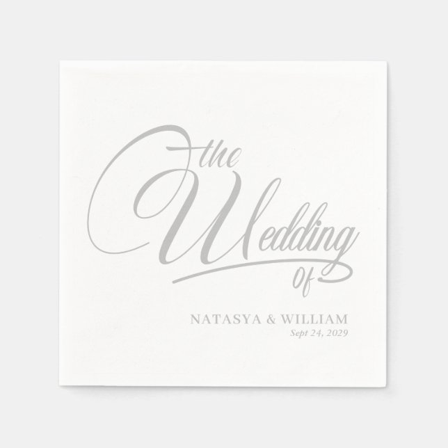 Servilleta De Papel Elegant Script Wedding Napkins with Names (Anverso)