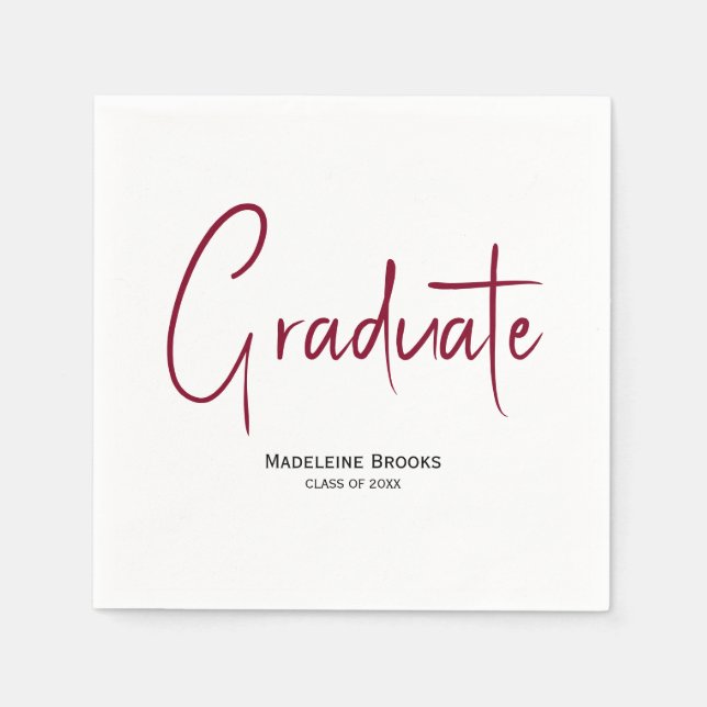 Servilleta De Papel Elegant Simple Script Custom Graduation Napkins (Anverso)