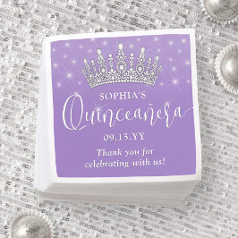 Servilleta De Papel Elegant Sparkles Quinceañera Crown Lilac Purple