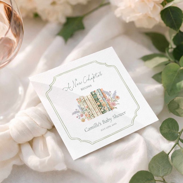 Servilleta De Papel Elegant Storybook Baby Shower (A New Chapter Baby Shower paper napkins)