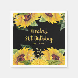 Servilleta De Papel Elegant Sunflowers and Foliage Birthday Party