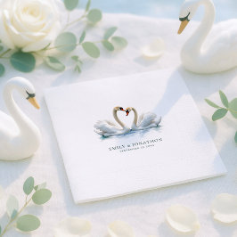 Servilleta De Papel Elegant Swans Names Date Wedding