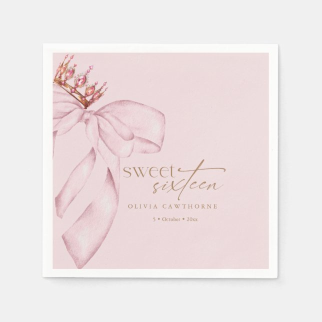 Servilleta De Papel Elegant Sweet 16 Blush Pink Birthday  (Anverso)