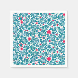 Servilleta De Papel Elegant Teal and Magenta Foliage Pattern