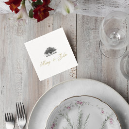 Servilleta De Papel Elegant Tree Sketch Wedding Cocktail Napkin