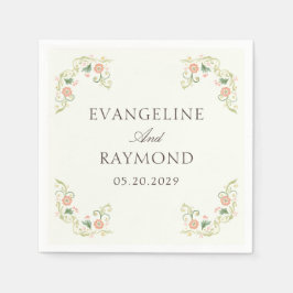 Servilleta De Papel Elegant Watercolor Floral Rococo Wedding 