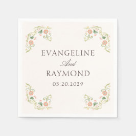 Servilleta De Papel Elegant Watercolor Floral Rococo Wedding 