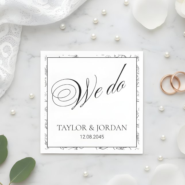 Servilleta De Papel Elegant "We Do" Script Floral Wedding Custom  (Subido por el creador)