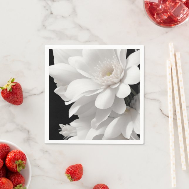 Servilleta De Papel Elegant White Floral Paper Napkins (In situ)