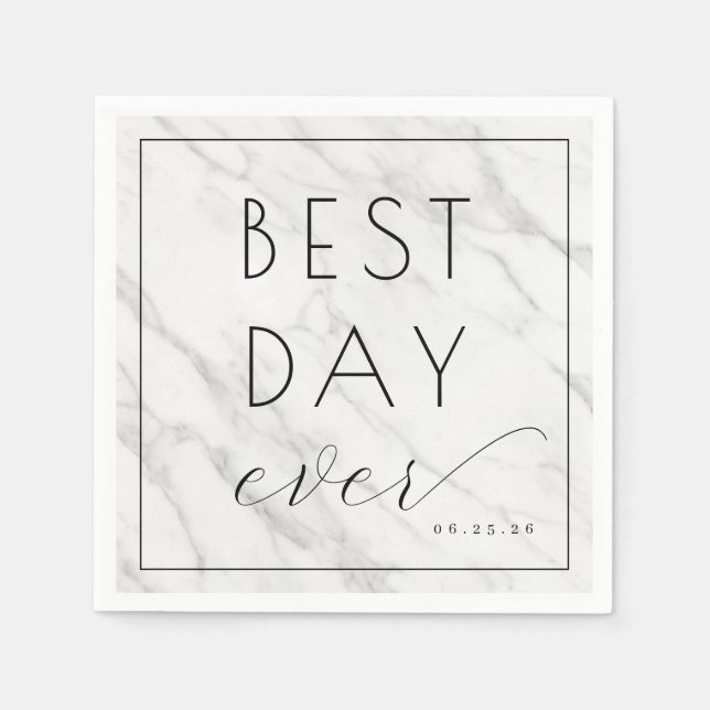 Servilleta De Papel Elegant White Marble Calligraphy (Anverso)