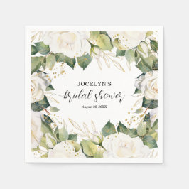 Servilleta De Papel Elegant White Roses Bridal Shower