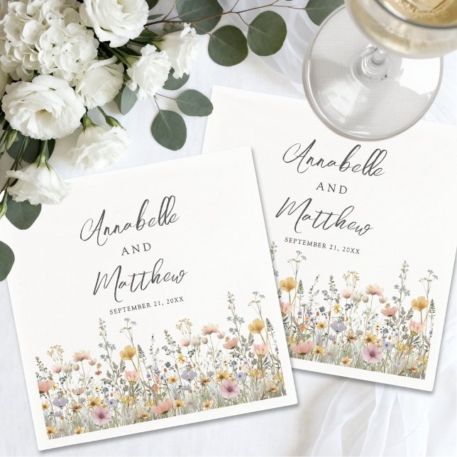 Servilleta De Papel Elegant Wildflower Floral Wedding (Elegant Wildflower Floral Wedding Napkins)