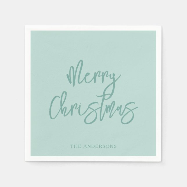 Servilleta De Papel Elegant Winter Green Minimalist Script Christmas (Anverso)